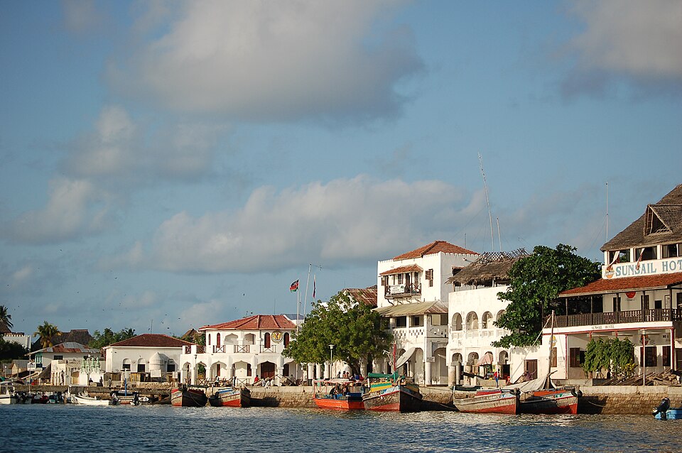 Waterfront and traditional boats on Lamu Island