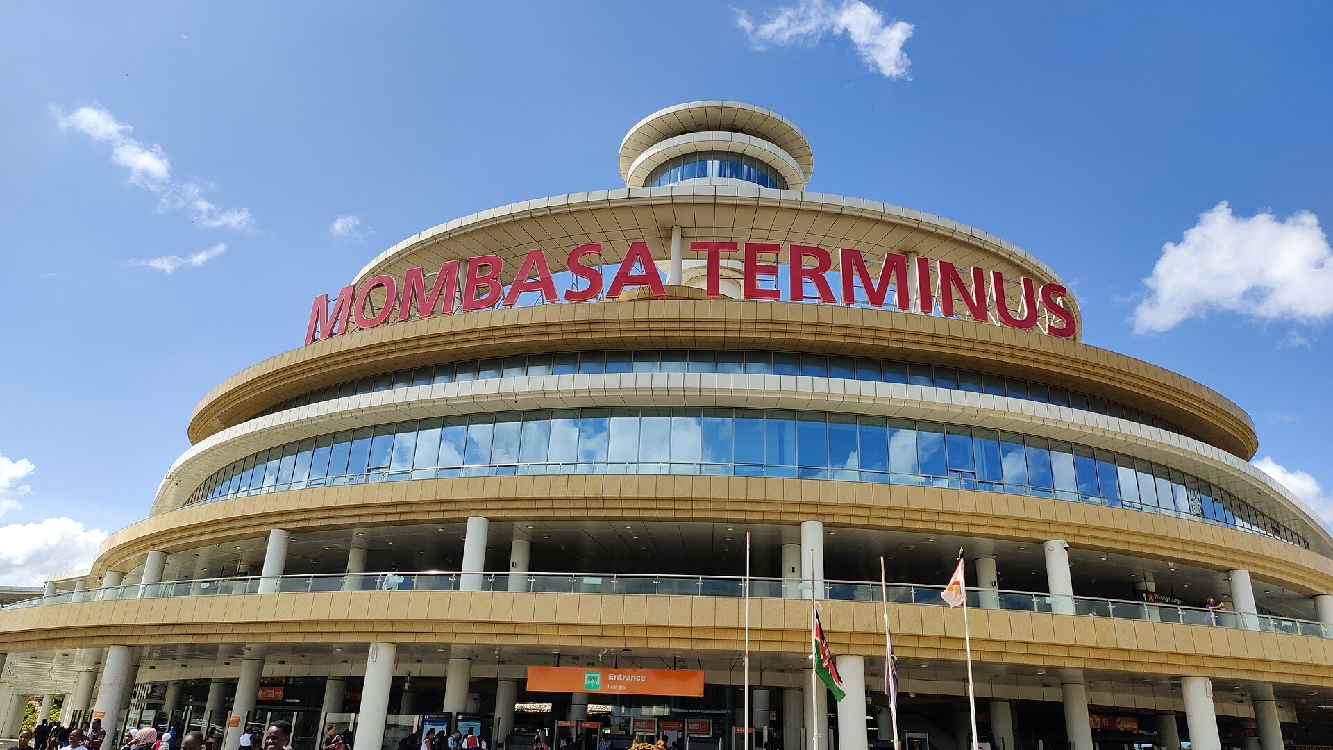 Modern facade of Mombasa Terminus railway station at Miritini